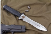 Нож Сталкер - эластрон/серрейтор c символикой Морская Пехота 