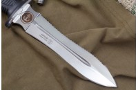 Нож Сталкер - эластрон/серрейтор c символикой Морская Пехота 