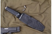 Нож Сталкер - эластрон/серрейтор c символикой Морская Пехота 