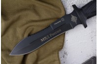 Нож Сталкер - черный/эластрон с символикой МВД 