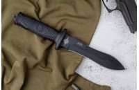 Нож Сталкер - черный/эластрон с символикой МВД 