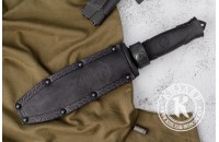 Нож Сталкер - черный/эластрон с символикой МВД 