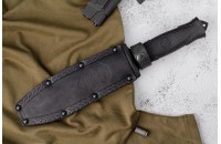 Нож Сталкер - черный/эластрон с символикой МВД 