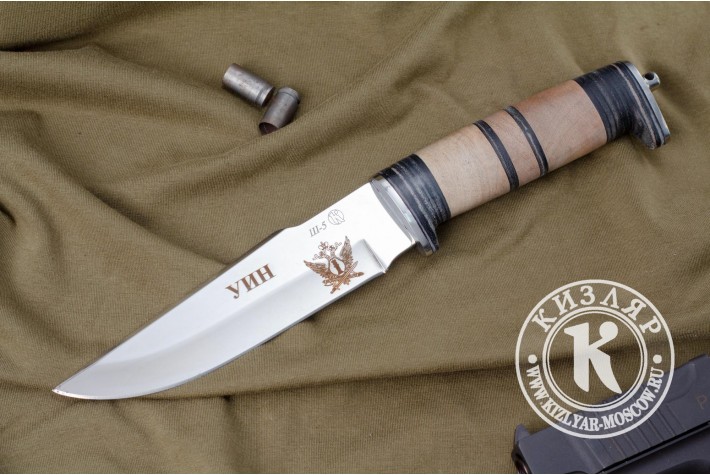 Нож Ш-5 - дерево/кожа c символикой УИН 