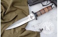 Нож КО-1 - дерево/кожа с символикой Министерство Обороны 