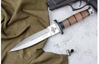 Нож КО-1 - дерево/кожа с символикой Министерство Обороны 