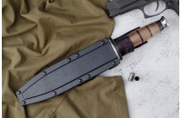 Нож КО-1 - дерево/кожа с символикой Министерство Обороны 