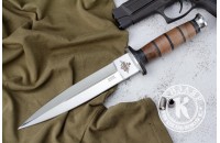 Нож КО-2 - дерево/кожа с символикой Министерство Обороны 