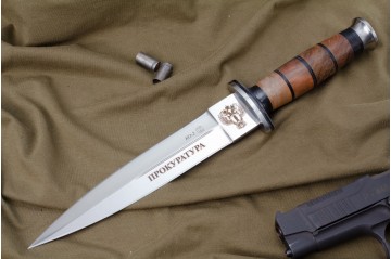 Нож КО-2 - кавказский орех/кожа с символикой Прокуратуры