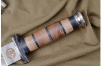 Нож КО-2 - кавказский орех/кожа с символикой СОБР 