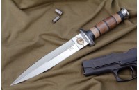 Нож КО-2 - кавказский орех/кожа с символикой СОБР 