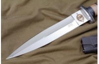 Нож КО-2 - кавказский орех/кожа с символикой СОБР 