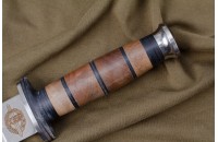 Нож КО-2 - кавказский орех/кожа с символикой СОБР 