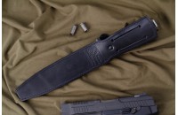 Нож КО-2 - кавказский орех/кожа с символикой СОБР 