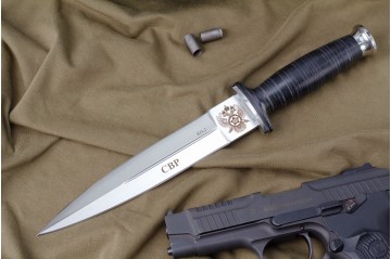 Нож КО-2 - кожа с символикой СВР