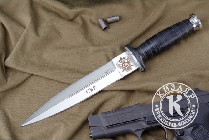 Нож КО-2 - кожа с символикой СВР 