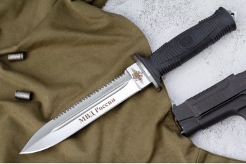 Нож Комбат - полированный с символикой МВД