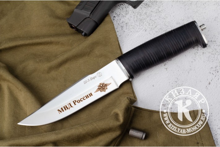 Нож Ш-5 Барс - дерево/кожа с символикой МВД 