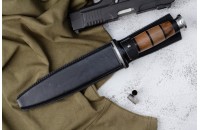 Нож КО-1 - кавказский орех/кожа с символикой Следственного Комитета 