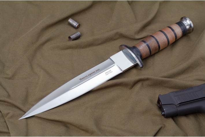 Нож КО-2 - кавказский орех/кожа с символикой ВДВ 