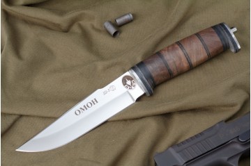 Нож Ш-5 - дерево/кожа c символикой ОМОН