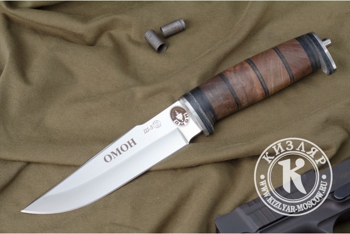 Нож Ш-5 - дерево/кожа c символикой ОМОН 