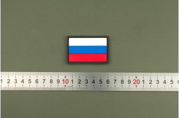 Нашивка из ПВХ  "Флаг России" 60х40 black