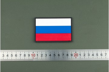 Нашивка из ПВХ  "Флаг России" 90х60 black