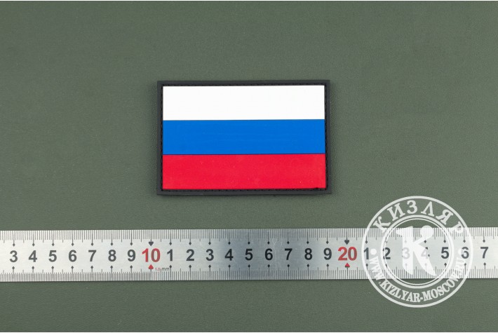 Нашивка из ПВХ "Флаг России" 90х60 black 