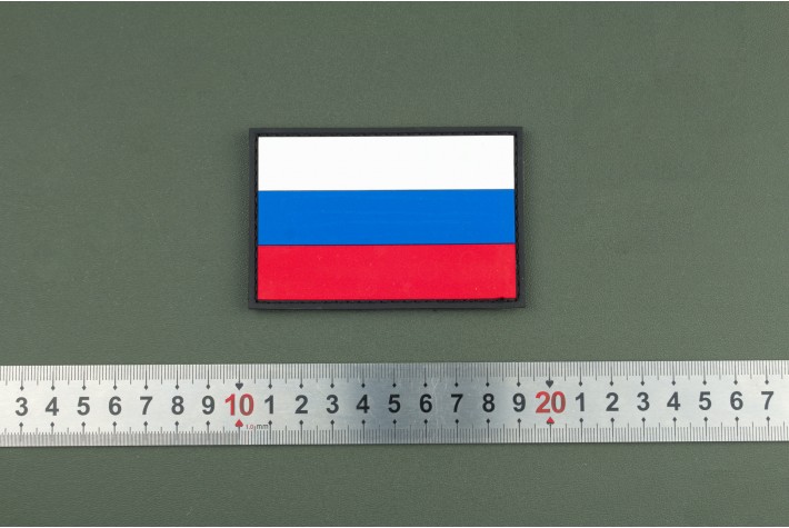 Нашивка из ПВХ "Флаг России" 90х60 black 