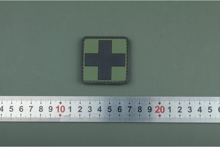 Нашивка из ПВХ Медик черный на оливе 50х50 