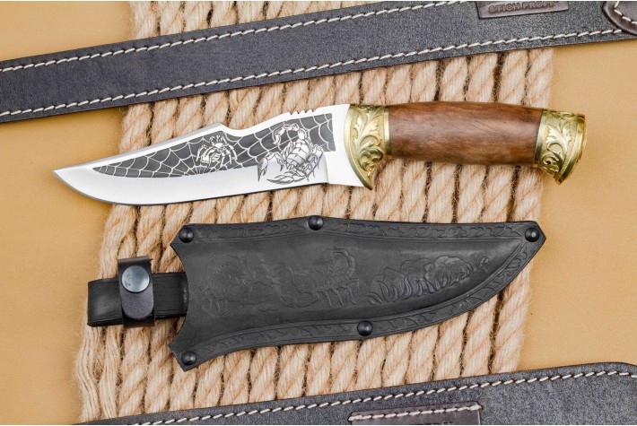 Нож Скорпион малый AUS-8 дерево латунь 