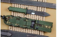 Нож Сталкер AUS-8 стоунвош черный эластрон олива 