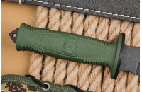 Нож Сталкер AUS-8 стоунвош черный эластрон олива 