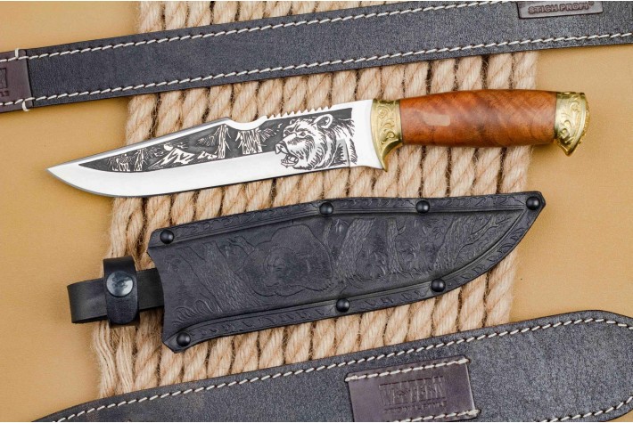 Нож Тайга большая AUS-8 дерево латунь 