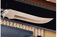 Нож Змея D2, полированный, унцукуль, латунь 