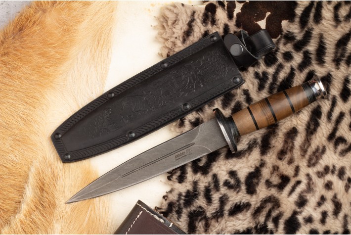Нож КО-2 - дамаск дерево кожа 