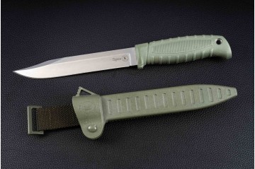 Нож Таран полированный ножны пластик олива