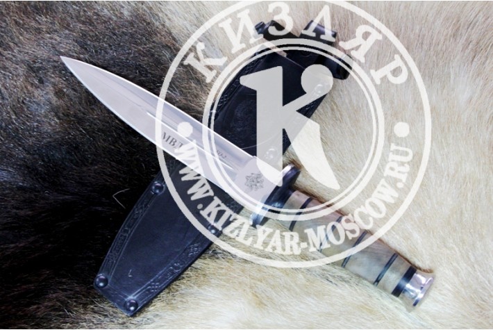 Нож КО-2 - кавказский орех/кожа с символикой МВД 