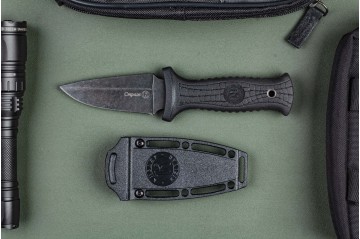 Нож Страж AUS-8 стоунвош черный эластрон