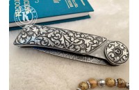 Нож складной Байкер 1 дамасск плашки серебро (модель 2) 