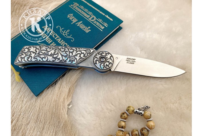 Нож складной Байкер 1 х12мф плашки серебро 