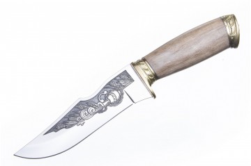 Нож Зодиак AUS-8 дерево с латунной гардой и навершием