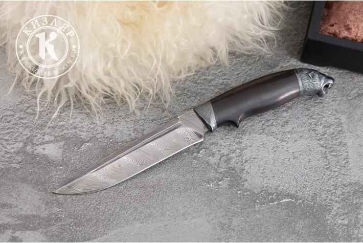 Нож Хищник дамасск художественное литье 