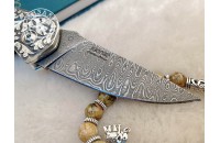 Нож складной Ирбис дамасск плашки серебро 