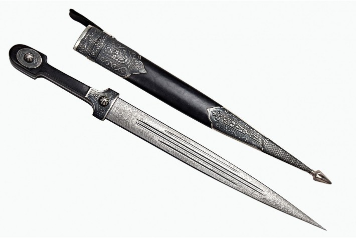 Кинжал ККВ дамаск серебро 