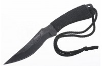 Нож Пиранья AUS-8 стоунвош черный шнур 