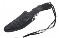 Нож Пиранья AUS-8 стоунвош черный шнур 