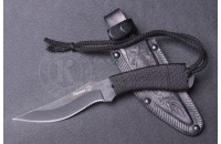 Нож Пиранья AUS-8 стоунвош черный шнур 