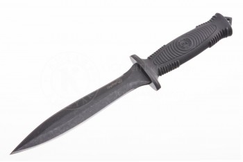 Нож Цербер AUS-8 стоунвош черный эластрон